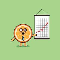 niedliche Orangenfrucht Geschäftsmann präsentieren Informationen vektor