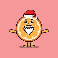 söt tecknad orange frukt jultomten jul vektor
