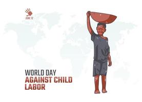 Vektorgrafik des Welttags gegen Kinderarbeit gut für Feierlichkeiten zum Welttag gegen Kinderarbeit. flaches Design. flyer design.flache illustration. vektor