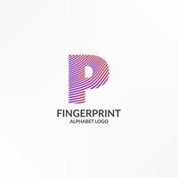 bokstaven p abstrakt gradient ränder fingeravtryck vektor logotypdesign