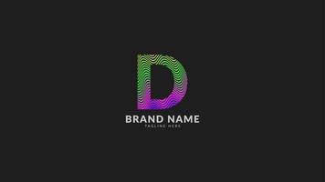 bokstaven d vågig regnbåge abstrakt färgglad logotyp för kreativt och innovativt företagsmärke. tryck eller webb vektor designelement