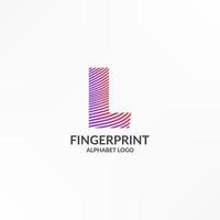 Buchstabe l abstrakte Verlaufsstreifen Fingerabdruck-Vektor-Logo-Design vektor