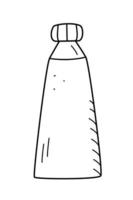 tub för kräm eller färg eller tandkräm, doodle vektorillustration av en behållare för kosmetika eller hushållsvätska, isolerad på vitt vektor