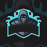 Ninja-Attentäter-Maskottchen für Sport- und Esport- oder Gamer-Logo. vektor