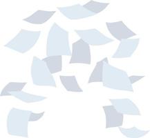 fliegende Whitepaper-Dateidokumente. das Element der Arbeit mit Buchstaben auf weißem Hintergrund. flache illustration der karikatur. Büromüll hinterlassen vektor