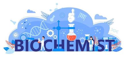 biochemiker online-lernkonzept. Biotechnologie, Biotechnologie-Wissenschaftsvektor. Wissenschaftler untersuchen Mikroorganismen im Mikroskop. Illustration der medizinischen Forschung für Homepage, Banner.