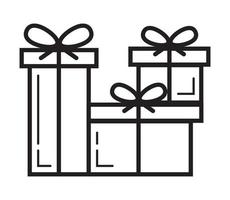 Geschenk-Icon-Vektor im einfachen Umriss-Stil. Zeichen der Geschenkboxen. Das Paket wird mit einer Schleife verschnürt. online-spendenillustration. Der Online-Shop verteilt den Preis. vektor