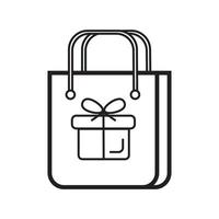 Geschenk-Icon-Vektor im einfachen Umriss-Stil. Zeichen der Geschenkbox. das paket ist mit schleife gebunden. Online-Spende zur Veranschaulichung. Der Online-Shop verteilt Preise. vektor