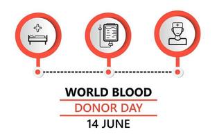 världens blodgivare dag koncept vektor med små läkare, blodgivning, mikroskop, rör. medicinsk illustration den 14 juni. det är för webbplatser, målsida, app, banner.