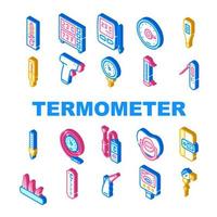 Symbole für die Sammlung von Thermometergeräten legen Vektorfarbe fest vektor