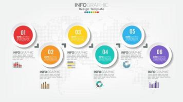 Timeline-Infografik-Vorlage mit 6 Elementen Workflow-Prozessdiagramm. vektor