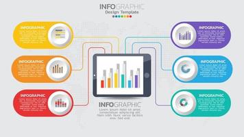 infografikmall med 6 element arbetsflödesschema. vektor