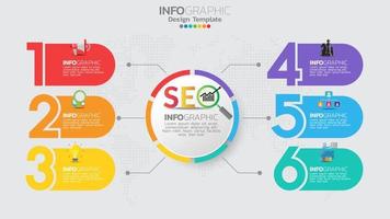 Timeline-Infografik-Vorlage mit 6 Elementen Workflow-Prozessdiagramm. vektor