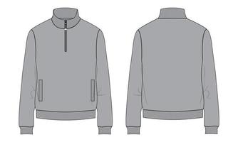 Langarm-Sweatshirt-Jacke technische Mode flache Skizze Vektor-Illustration graue Farbvorlage vektor