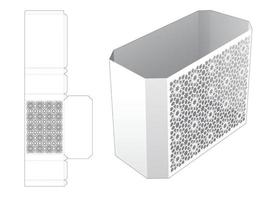 schabloniertes arabisches Muster, abgeschrägte Schreibwarenbox mit gestanzter Schablone und 3D-Modell vektor