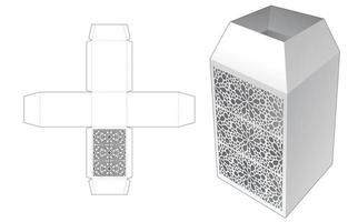 Obelisk-Top-Briefpapierbox aus Pappe mit schablonierter Stanzschablone und 3D-Modell vektor