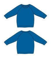 raglan långärmad sweatshirt teknisk mode platt skiss vektorillustration blå färg mall för kvinnor vektor