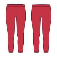 Leggings technische Mode flache Skizze Vektor Illustration rote Farbvorlage