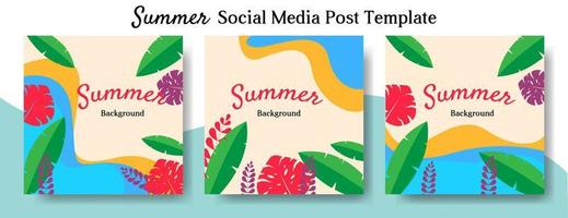 Sommer Hintergrund Social Media Post Template Design vektor