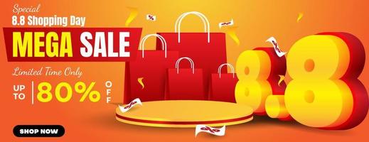 8.8 Shopping Day Sale Banner Hintergrund. Business-Vektor-Illustration vektor