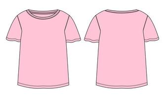 T-Shirt übersteigt technische Mode flache Skizzenvektor-Illustrationsschablone für Damen und Babys vektor