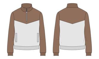 Langarm-Sweatshirt mit geschnittener und genähter flacher Skizzenvektor-Illustrationsvorlage für technische Mode vektor