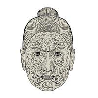 maori med ansikte moko ansiktstatuering vektor