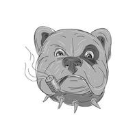 arg bulldog rökning majskolv pipa ritning vektor