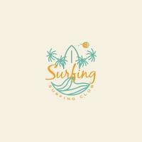 urlaub retro logo sommer surf line style design vektor symbol illustration