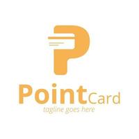 Point card logotyp designmall med bokstav och kortikon, enkel och unik. perfekt för företag, symbol, butik, mobil, app, etc. vektor