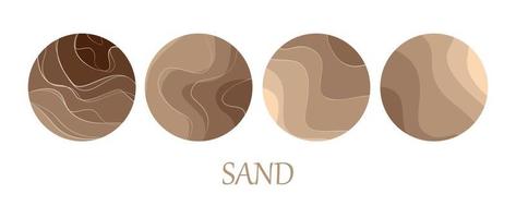 abstrakt logotyp mall sand, sanddyner, strand, öken. mönster av vågiga linjer i beige färg. vektor samling.