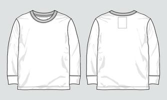 långärmad t-shirt teknisk mode platt skiss vektor illustration mall
