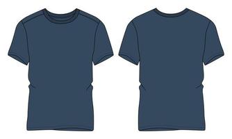 kortärmad t-shirt tekniskt mode platt skiss vektorillustration marinblå färgmall vektor