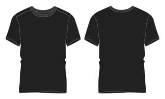 kortärmad t-shirt tekniskt mode platt skiss vektor illustration svart färg mall