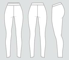 slim fit leggings tekniska mode platt skiss vektor illustration mall för damer