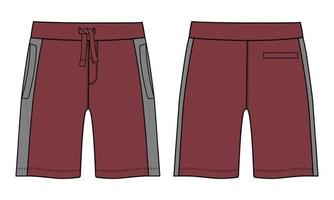 shorts pant teknisk mode platt skiss vektor illustration mall för pojkar