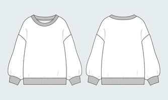 sweatshirt tekniska mode platt skiss vektor illustration mall för kvinnor