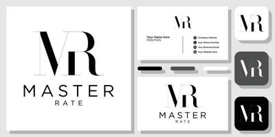 master rate initials font serifenlose luxushauptstadt mit visitenkartenvorlage vektor