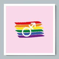 regenbogenfahne mit geschlechts-lgbt-symbol jn rosa hintergrund vektor