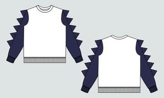 sweatshirt tekniska mode platt skiss vektor illustration mall för pojkar