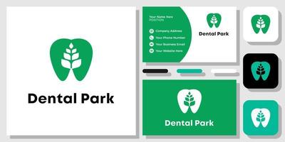 dental park gesunde symbolzähne, die die hygiene mit visitenkartenvorlage überprüfen vektor