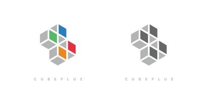 modernes und attraktives Würfel-Plus-Logo-Design vektor