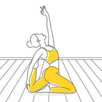 yoga-posen, meditieren im yoga, junge frau, die yoga- und fitnessübungen macht. gesunder Lebensstil. Vektor-Illustration vektor