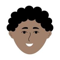 afroamerikanisches Manngesicht im Doodle-Stil. bunter Avatar eines lächelnden Afro-Typen. vektor