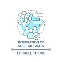 Integration gesellschaftlicher Ziele türkisfarbenes Konzeptsymbol. maas integration level abstrakte idee dünne linie illustration. isolierte Umrisszeichnung. editierbarer Strich. vektor