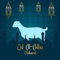 eid al-adha-grüße mit moscheehintergrund. vektor