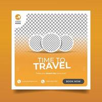 Modernes orangefarbenes Reisebanner für Social-Media-Beiträge im Urlaub vektor
