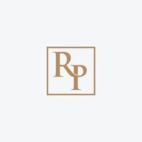 buchstabe r und p, rp quadratischer rahmen logo designvorlage. vektor