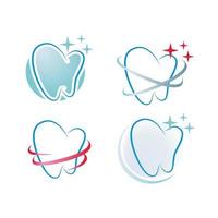 dies ist ein satz von vier logo-bildern von zähnen im einfachen flachen stil für die zahnarztpraxis oder das zahnheilkundelogo