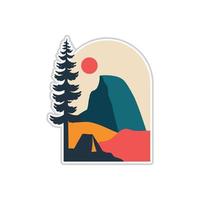 vektordesign camping vid halv kupol yosemite nationalpark t-shirt design, t-shirt design, patch emblem märke klistermärke design vektor